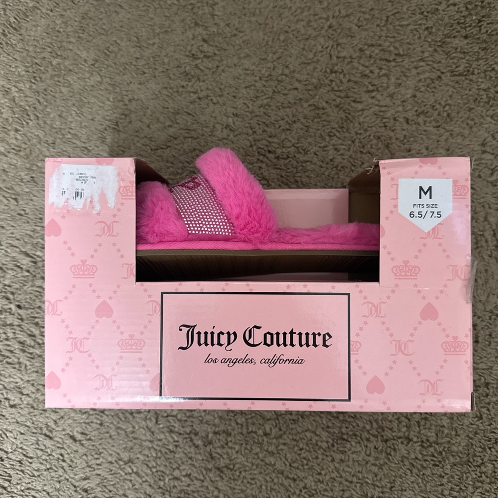 Juicy Couture Hot Pink Plush Slides